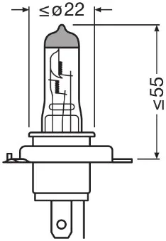 Фото: Лампа галоген. Н4 12V 60/55 W OSRAM Standart P43Т-38 64193