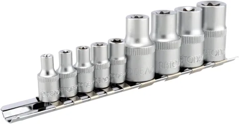 Фото: Набор головок 1/2'';1/4'' TORX (9 предметов Е4-Е16) АвтоDело (39829) 39829