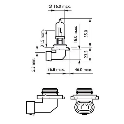 Фото: Лампа галоген. НB3 12V 65W PHILIPS Vision +30% P20d ORIGINAL 9005PRB1