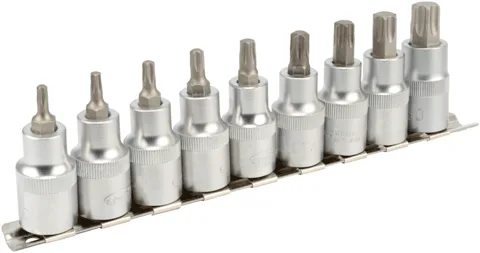 Фото: Набор головок 1/2'' со вставками TORX (9 предм. T20-T60) АвтоDело (39835) рельс 39835