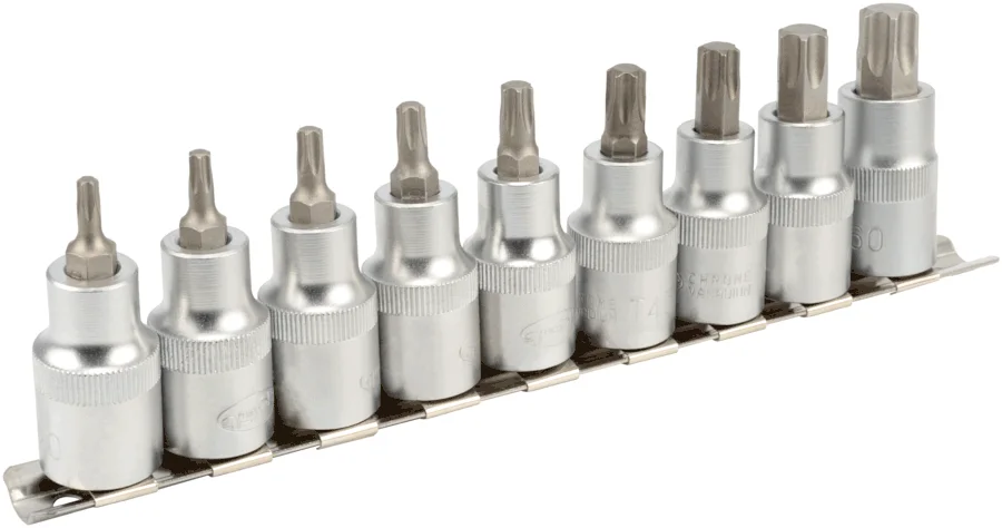 Фото: Набор головок 1/2'' со вставками TORX (9 предм. T20-T60) АвтоDело (39835) рельс 39835