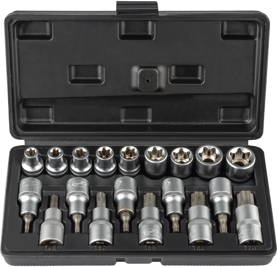 Фото: Набор головок TORX 1/2'' (19 предм. Е10- Е24;T20-T70) АвтоDело (39840) 39840